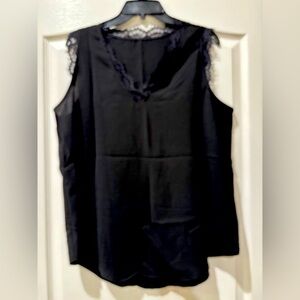 Black blouse with lace trim